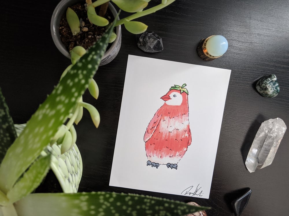 Image of Strawberry Penguin Mini Print