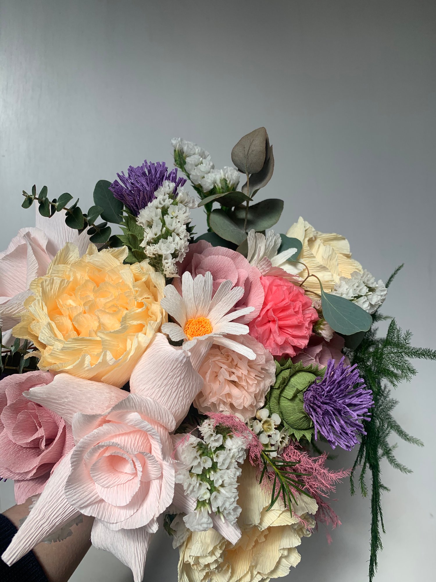 Image of Spring Bouquet - Daisies, Roses, Peonies, Pom Pom & Thistle