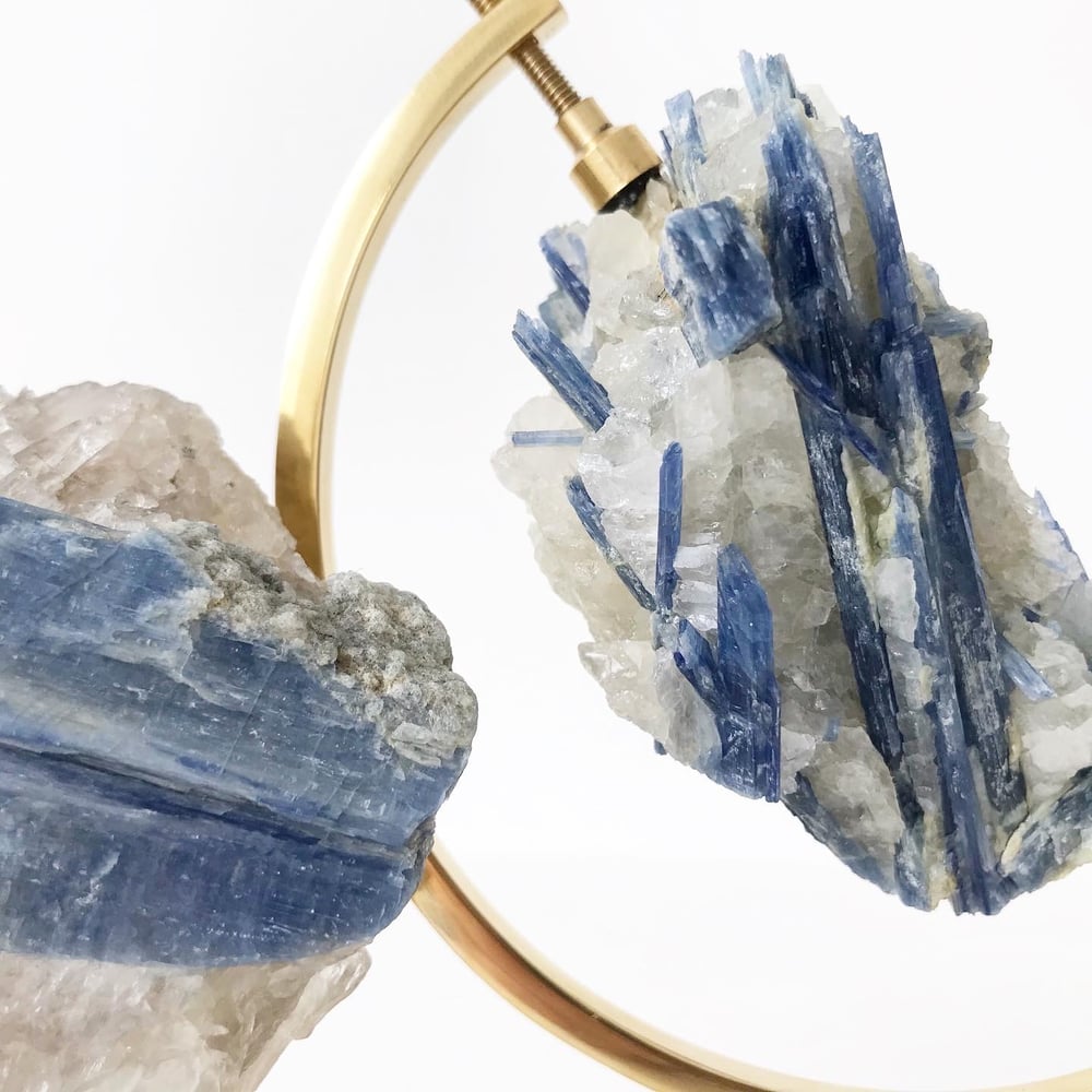 Image of Blue Kyanite no.70 + Brass Arc Stand