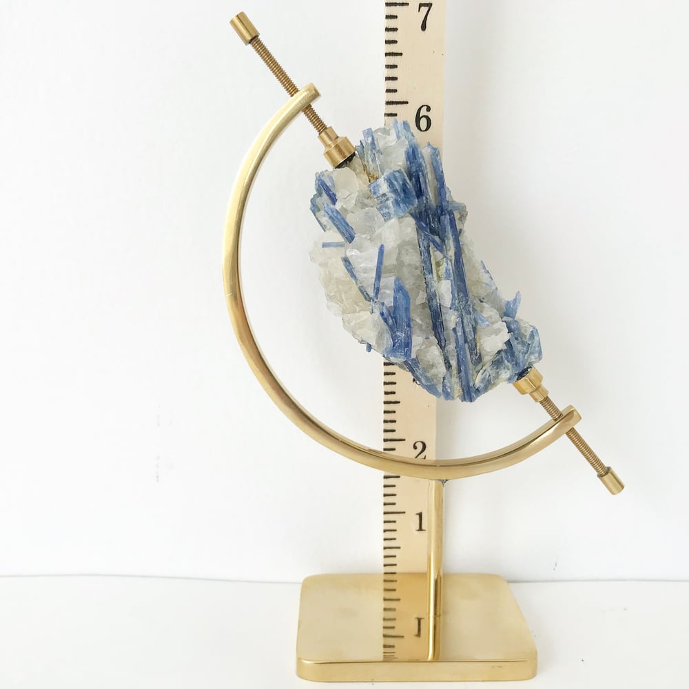 Image of Blue Kyanite no.70 + Brass Arc Stand