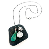 Image 3 of solar quartz and turquoise charm necklace