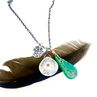 Image 1 of solar quartz and turquoise charm necklace