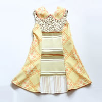 Image 2 of leopard yellow groovy gold courtneycourtney 7+ vintage fabric collar bell swing dress peter pan