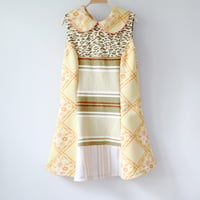 Image 1 of leopard yellow groovy gold courtneycourtney 7+ vintage fabric collar bell swing dress peter pan