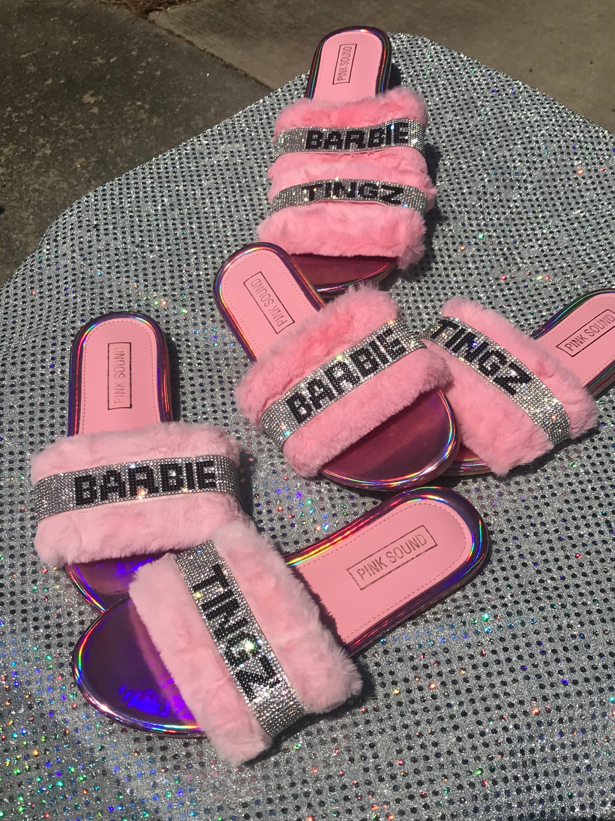 barbie tingz fur slides