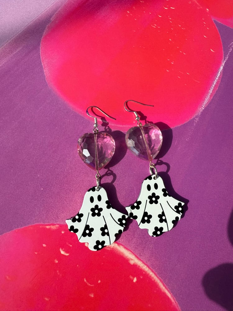 Image of Hippie heart ghost earrings ๐๐ป