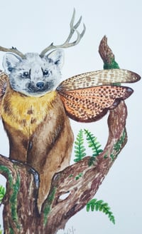 Image 4 of Marten with wings watercolor illustration, ORIGINAL ARTWORK 