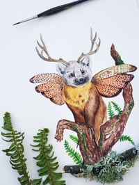 Image 5 of Marten with wings watercolor illustration, ORIGINAL ARTWORK 