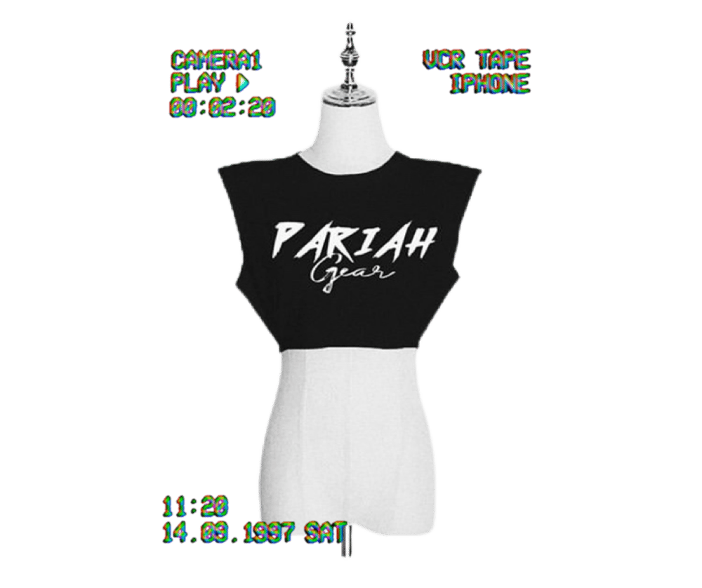 Image of Padded Shoulder “Pariah Gear” Crop Top ( Black )