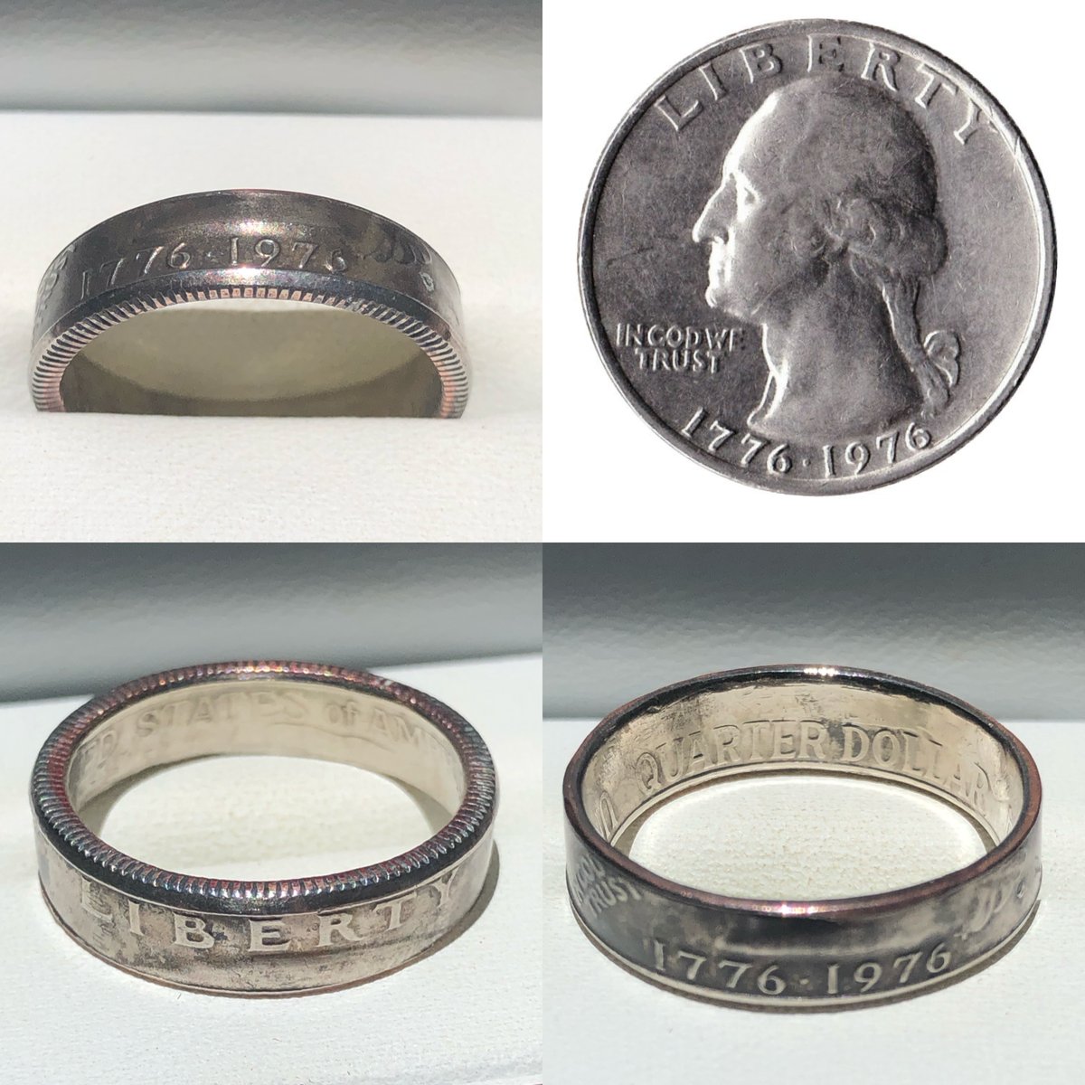 Silver Half outlet Dollar Coin Rings - 1776-1976 Bicentennial (Mirror Polish, Antiqued Patina or 24k Gold Plated)