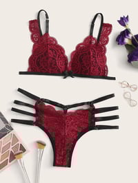 Floral Lace Red Lingerie Set