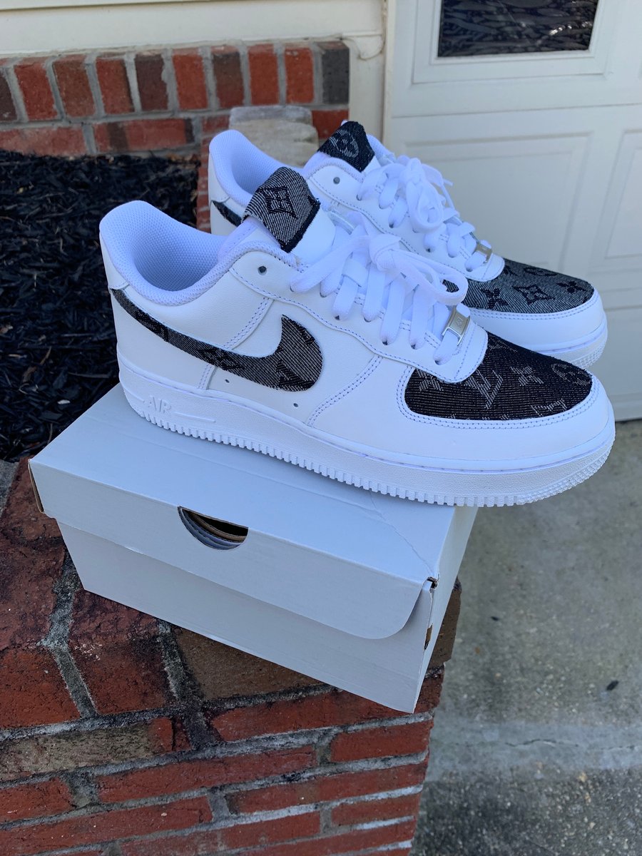 Custom White LV denim Air Force 1 | ONExNONE