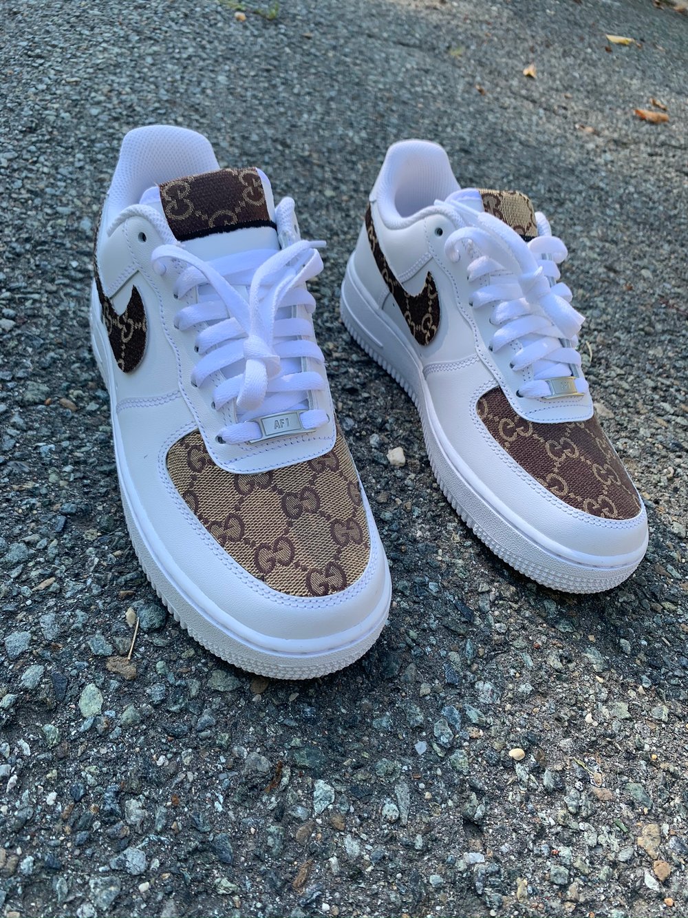 Brown Gucci denim Air Force one 