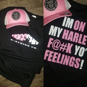 Image of Ladies pink and white hoggshit fitted caps