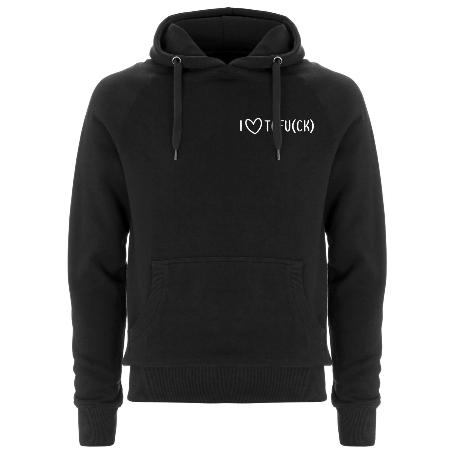 Image of "I LOVE TOFU(CK)" 2.0 | Hoodie | black | vegan | bio | organic | xvx | fairtrade | plantbased |