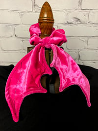 Image 1 of Hot Pink  Velvet  Bat Wing Scrunchie 