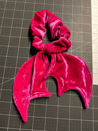 Image 2 of Hot Pink  Velvet  Bat Wing Scrunchie 