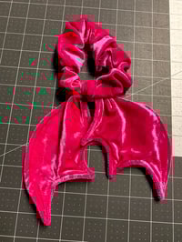 Image 2 of Hot Pink  Velvet  Bat Wing Scrunchie