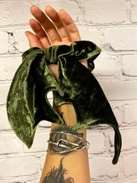 Image 3 of Moss Green Velvet  Bat Wing Scrunchie 
