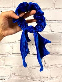 Image 4 of Royal Blue Velvet  Bat Wing Scrunchie 