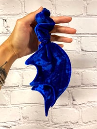 Image 3 of Royal Blue Velvet  Bat Wing Scrunchie 