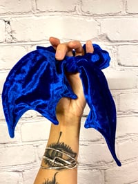 Image 1 of Royal Blue Velvet  Bat Wing Scrunchie 