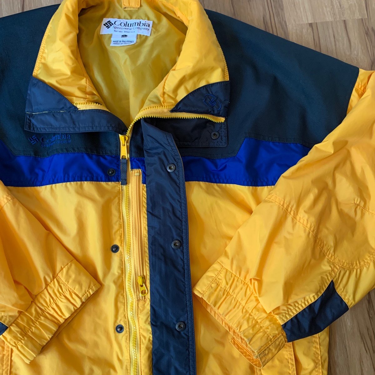 Columbia Sportswear Yellow & Blue Color Block Jacket | thriftbeatz