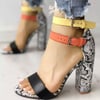 Mixed Colored Square High Heel