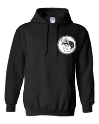 Image 1 of Unisex Heavyweight Black Hoodie Front & Back