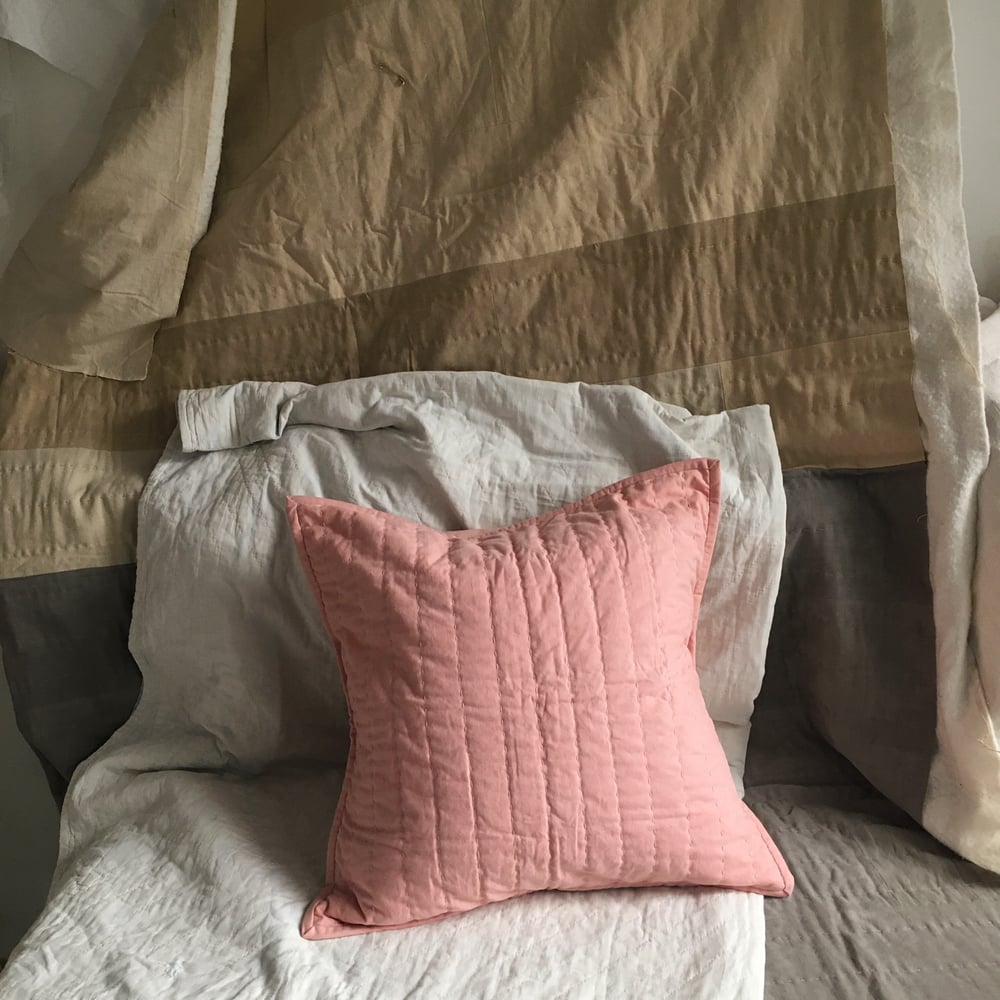 Image of Madder - Chalk pink quilted cushion 