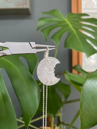 Image 3 of Clear Quartz Moon Necklace Silver
