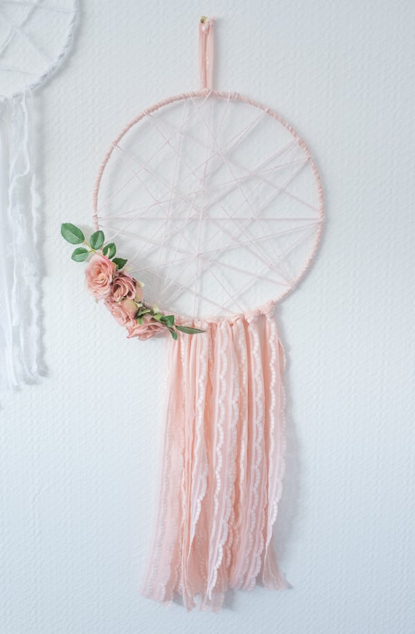Image of Pink Rose Wall Decor- Dream Catcher