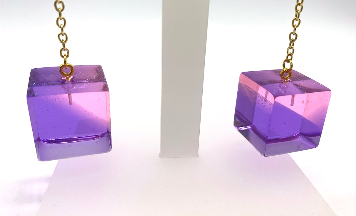 Image of Pinky Mod Cube earrings