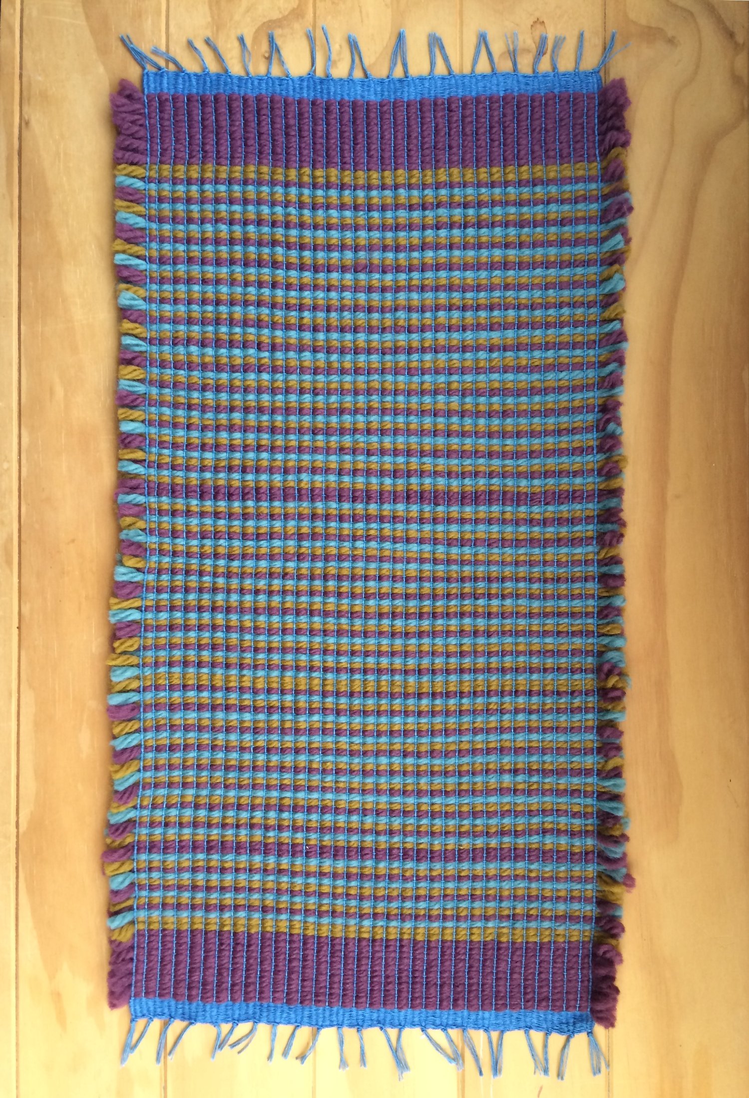 Image of Table Runner • Stripes: Bordeaux / Ochre /Helio Turquoise