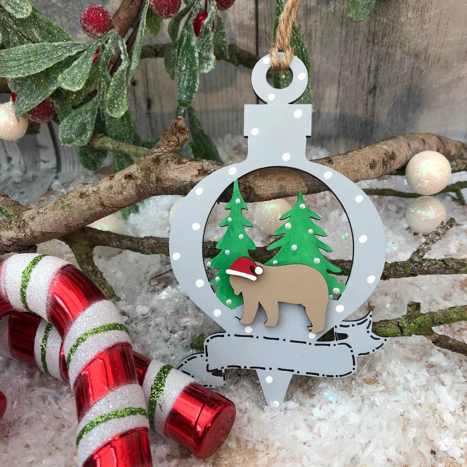 Image of Bear Bauble with banner