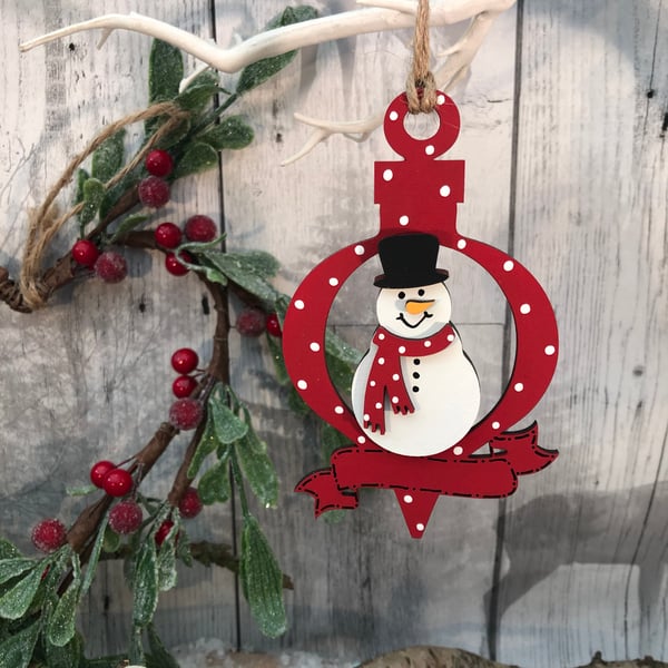 Image of Snowman Bauble with banner