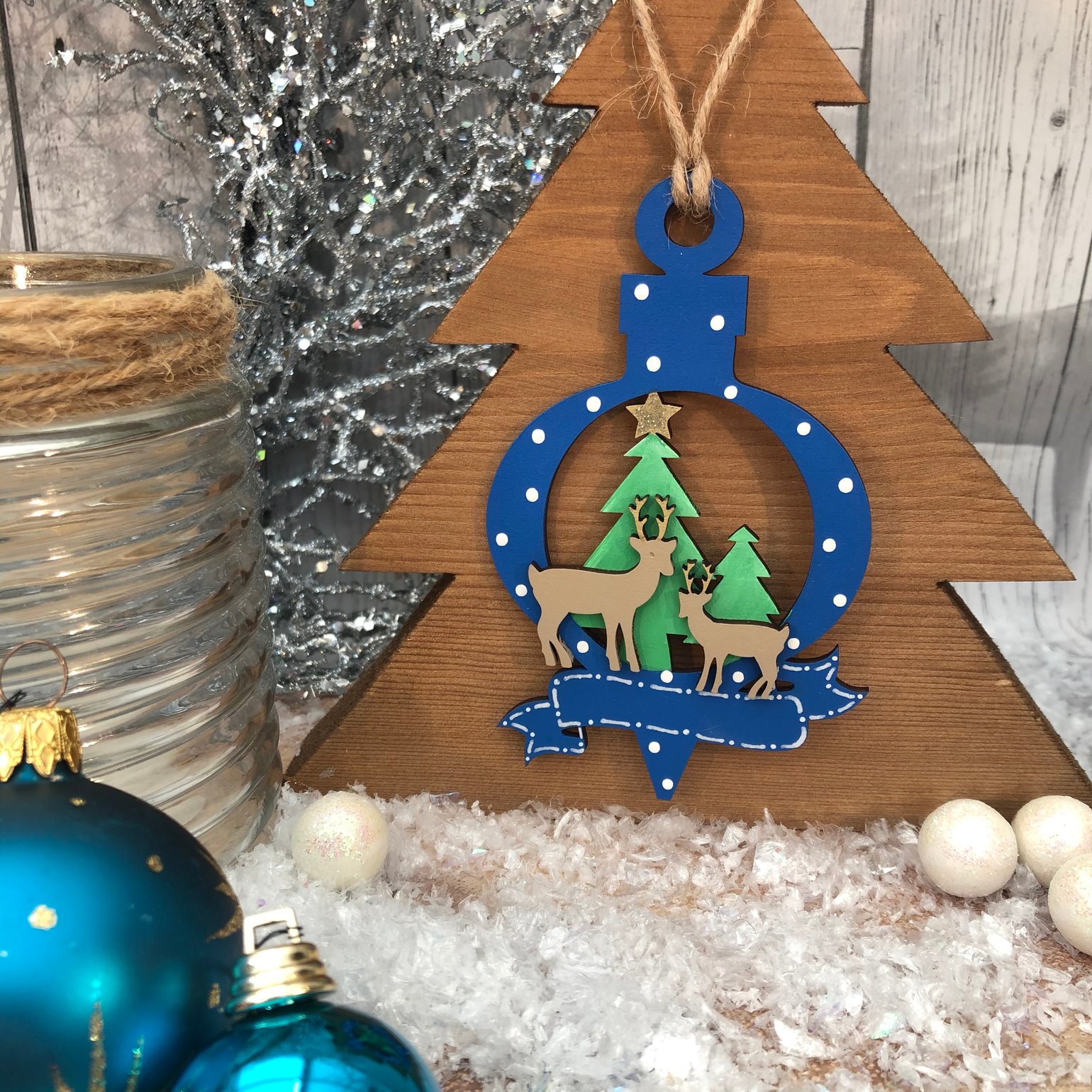 Image of Deer Bauble with banner 