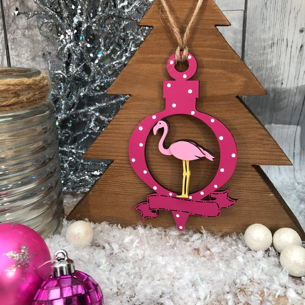 Image of Flamingo Bauble with banner
