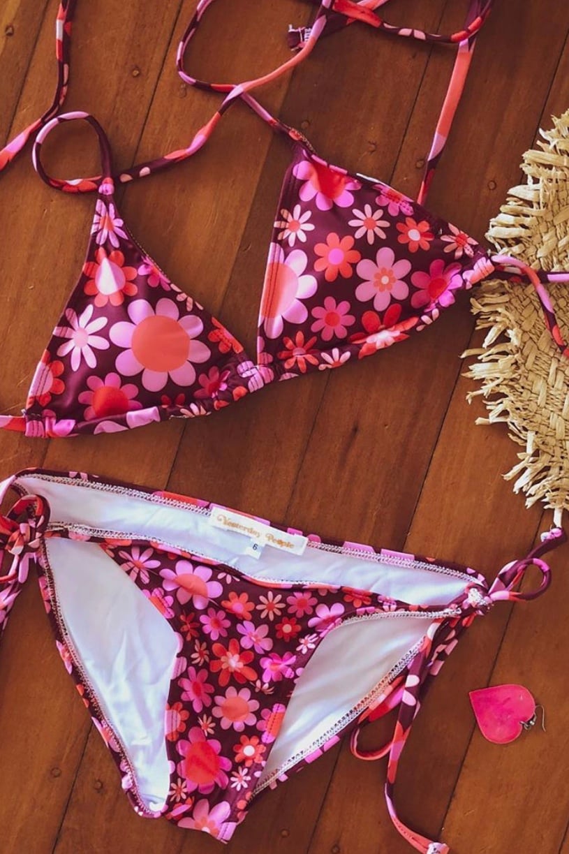Itsy bitsy tie up bikini in sunny side up pink (XL ready to ship)