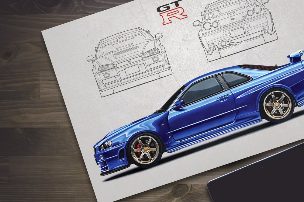 Image of Nissan Skyline GT-R (R34) Poster Print