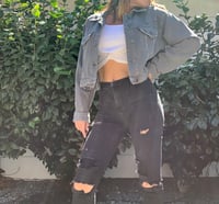Image 4 of 100% COTTON DISTRESSED DENIM JACKET WILLIE NELSON