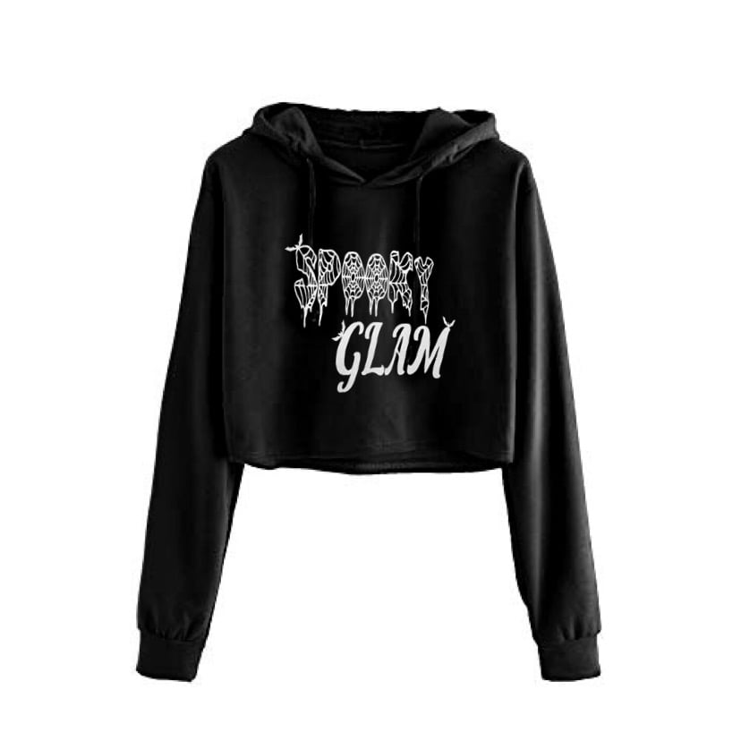 Spooky Glam GLITTER Cropped Hoodie