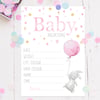 Baby Shower Games - Baby Prediction Cards Pink Rabbits 