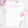 Baby Shower Games - Would She Rather Cards Pink Rabbits 