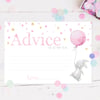 Baby Shower Games - Advice To Mum Cards Pink Rabbits 