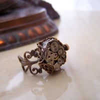 Image 2 of Keeping Time Steampunk Ring- SALE $49