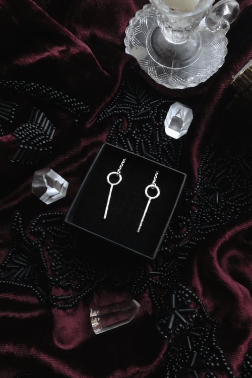 Image of SEIDR. SÓL EARRINGS, RUNE OF HEALING ↟ fine silver - Sól, Medieval Rune of Healing and Magick