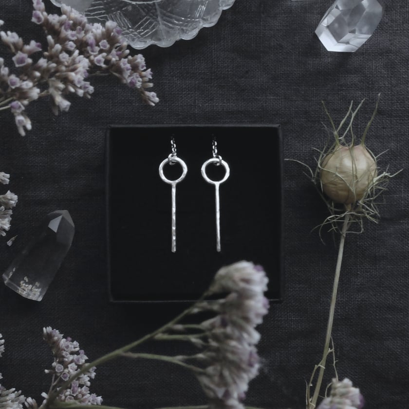 Image of SEIDR. SÓL EARRINGS, RUNE OF HEALING ↟ fine silver - Sól, Medieval Rune of Healing and Magick