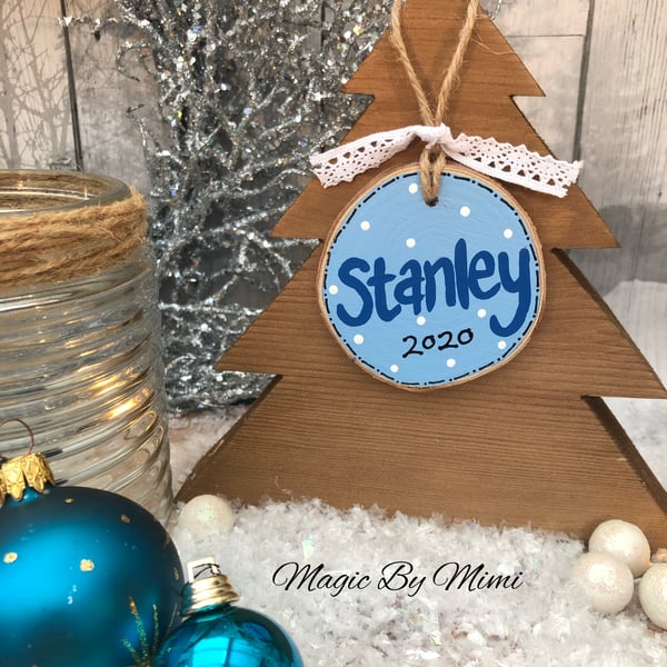 Image of Personalised Wooden Slice (painted name)