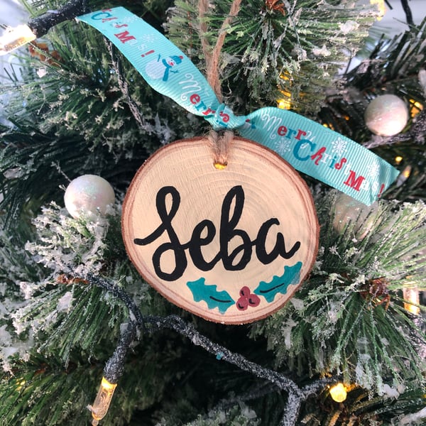 Image of Personalised Wood Slice (single name)
